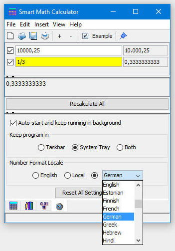 Locale Decimal Calculator