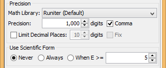 Calculator precision settings