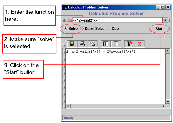 Entering functions in Calculus Problem Solver