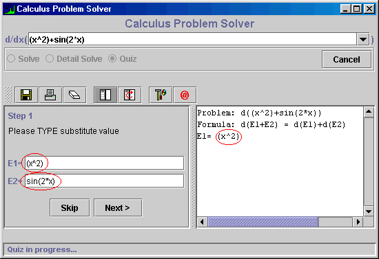 Substituting values in quiz feature